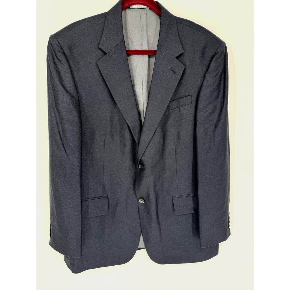 Oscar de la Renta‎ Blazer Mens 44R Gray Silk Wool Blend Two Button Jacket Lined
